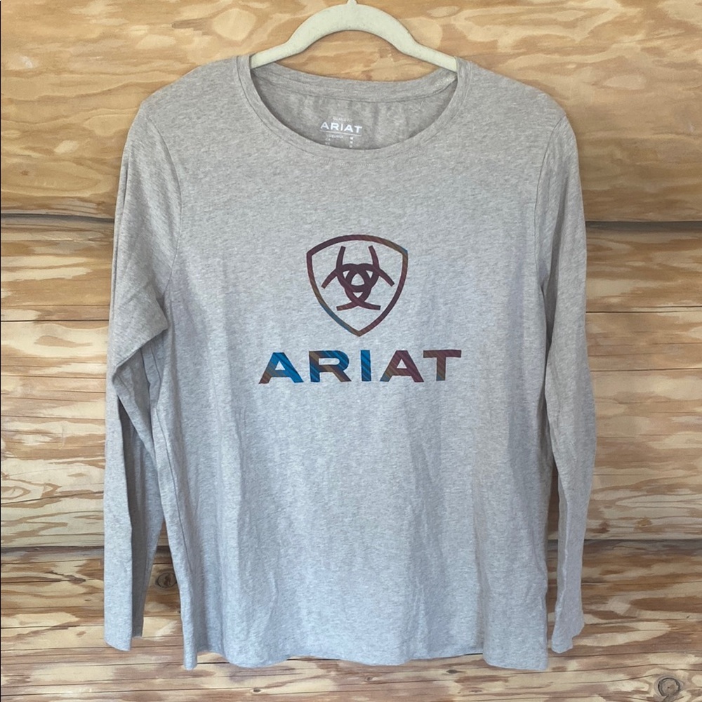 Ariat Tan Long Sleeve Tee with Logo